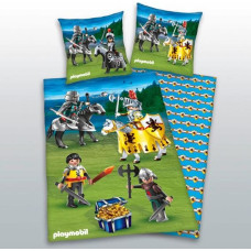 Kokvilnas gultas veļa 135x200 Playmobil 4801 Blocks Knights Horses spilvendrāna 80x80