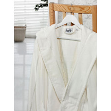 Lodik M krēmkrāsas frotē auduma peldmētelis ar kapuci Zema cena!!!