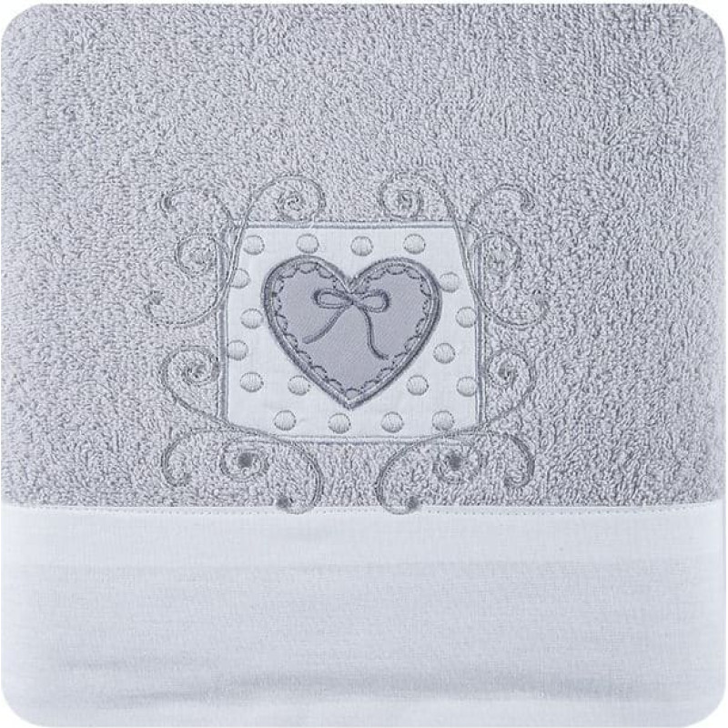 Nora dvielis 50x90 03 pelēks ar frotē izšuvumu 500g/m2