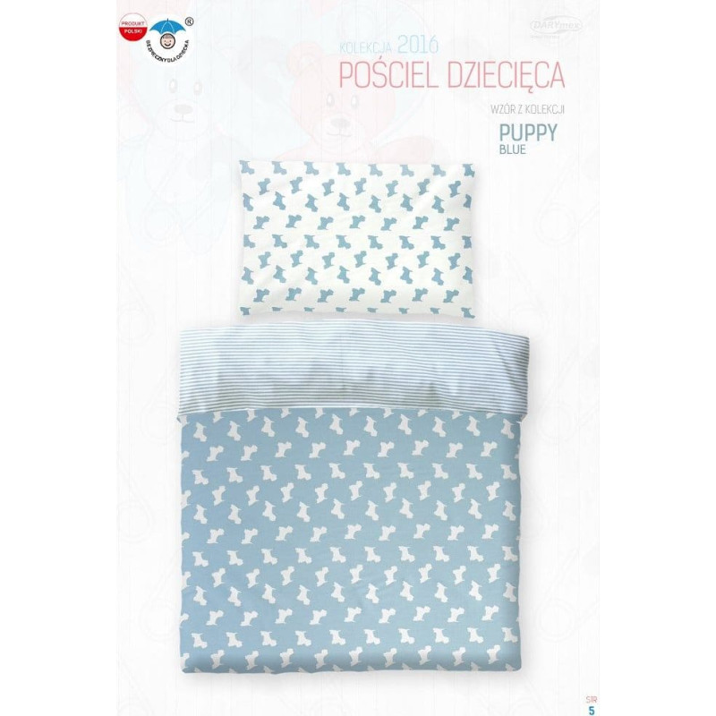 Kokvilnas pakaiši 90x120 Puppy Dogs zili svītraini 0791 gultai