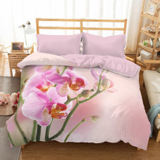 3D mikrosatīna gultas veļa 160x200 33 Pink Orchids 0014 Bed&You