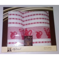 2 virtuves dvieļu komplekts 50x50 Algo Natural frotē sarkans