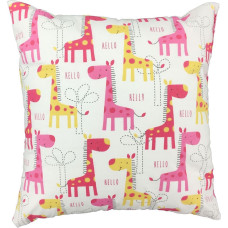 Kokvilnas spilvendrāna 40x40 1206E Giraffes sarkans rozā dzeltens balts