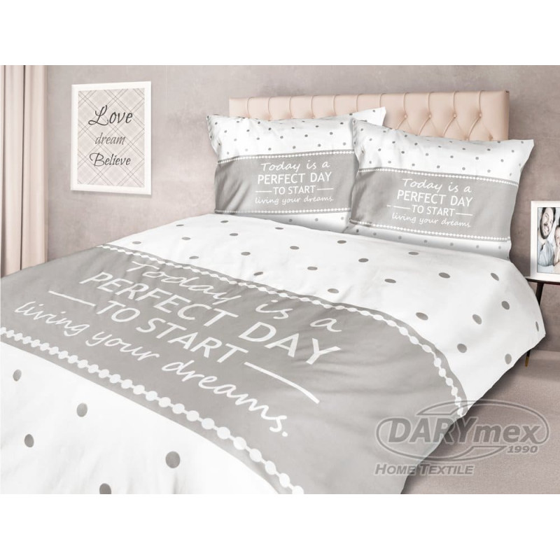 Kokvilnas gultas veļa 140x200 61401/1 Šodien ir lieliska diena, lai sāktu vintage