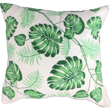 Kokvilnas spilvendrāna 40x40 178a zaļas Monstera lapas, palmu zari, abpusēja