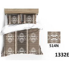 Kokvilnas gultasveļa 180x200 1332E brūns ornaments ar rāvējslēdzēju, abpusējs, uzšūts