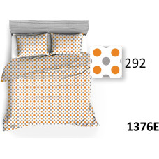 Flaneļa gultasveļa 200x220 1376E balti punktiņi oranži pelēka 292N abpusēja