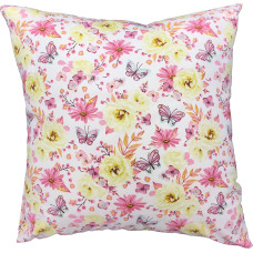 Kokvilnas spilvendrāna 40x60 1465E balti brīnišķīgi pļavas rozā tauriņi 828N