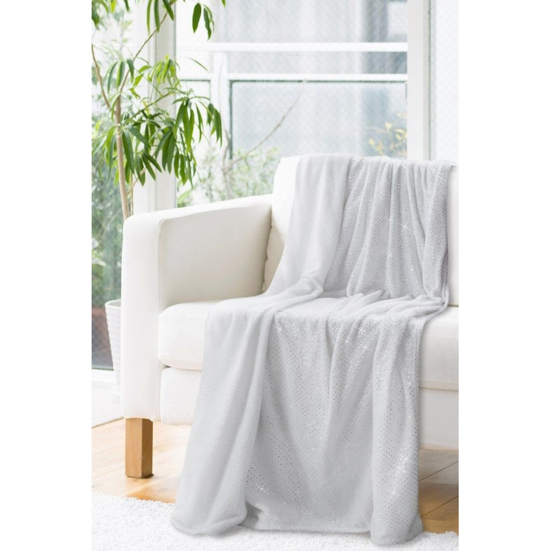 Mikrošķiedras sega 150x200 Epsilon balta ar spīdīgiem sudraba punktiem