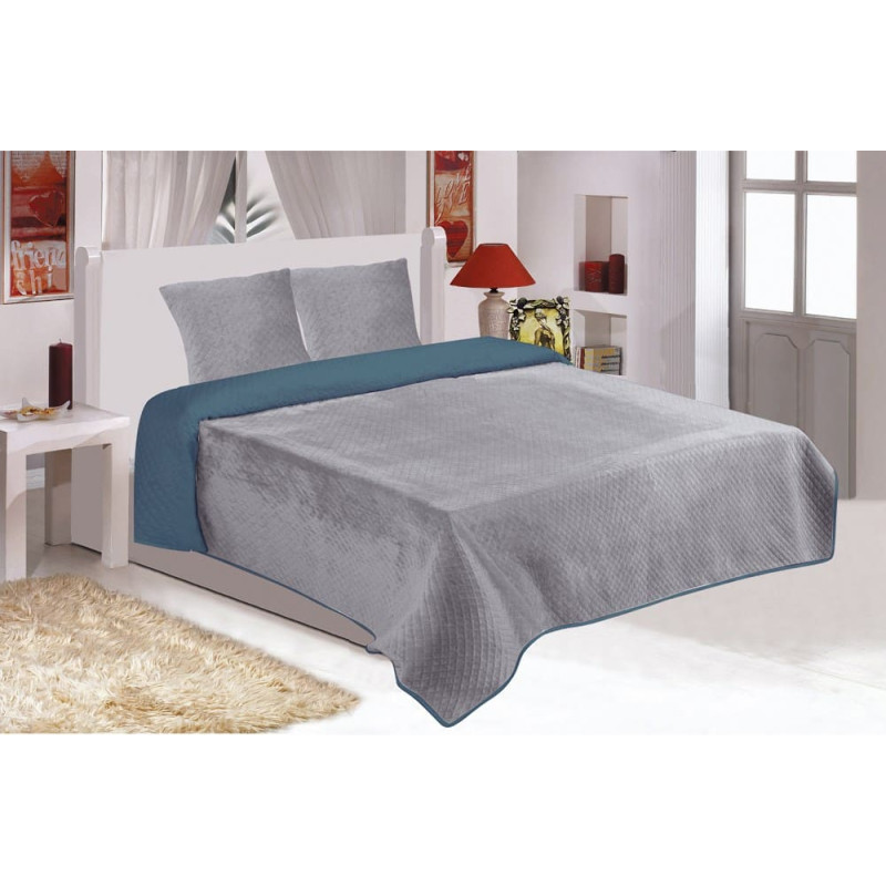 Ortex Dekoratīvais abpusējs gultas pārklājs 70x160, komplektā 2 gab. grafīta pelēka plī&scaron;a sēdekļiem