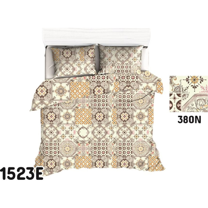 Kokvilnas palags 160x200 1523E krēmkrāsas ornamenti 380N