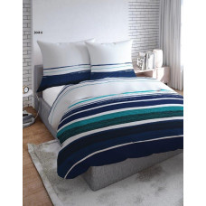 Satīna gultas veļa 220x200 Fashion 2644 A, jūras balta, tumši zilas svītras