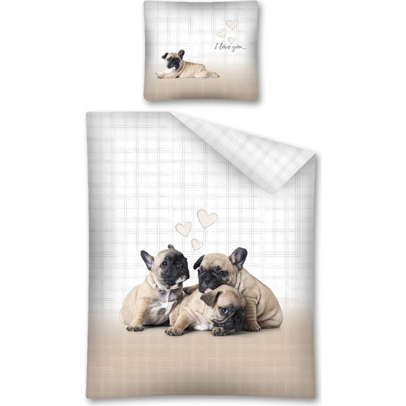 Jauniešu pakaiši 140x200 Trzy Psy suņi Franču buldogs 2670