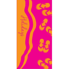 Pludmales dvielis 70x140 Miramare 13 rozā oranža velūra flip-flops Holidays 3969