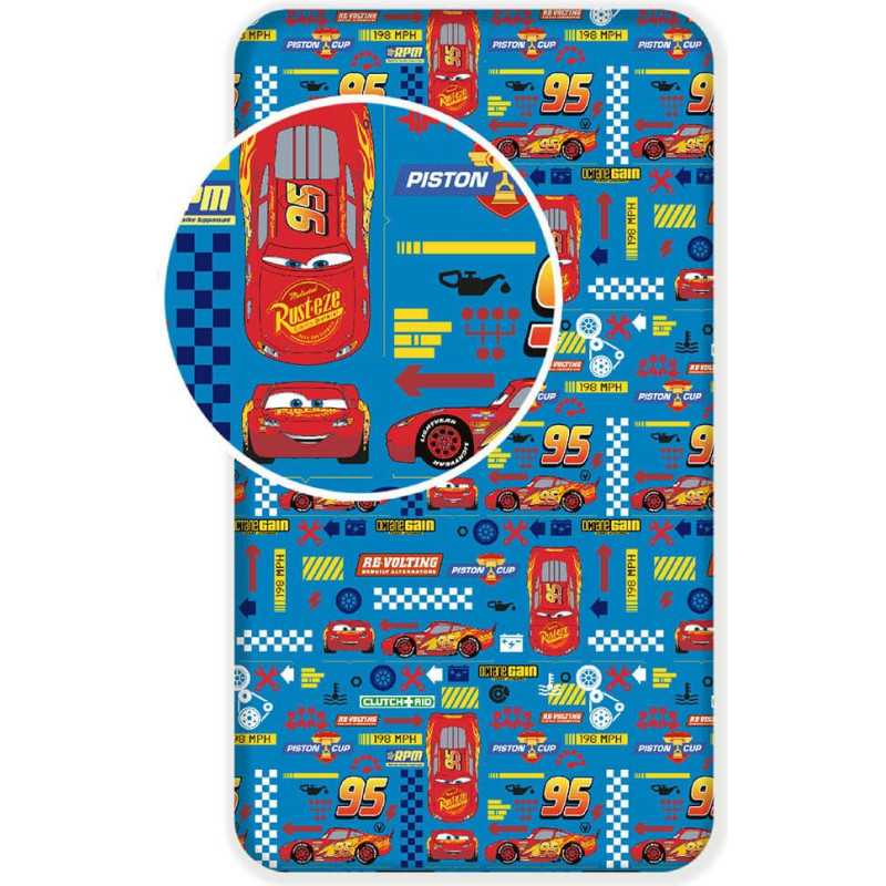 Kokvilnas palags 90x200 Cars Cars 5766 Lightning McQueen zils bērniem