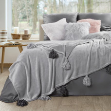 Mikrošķiedras sedziņa 150x200 Oliwier sudraba pomponi