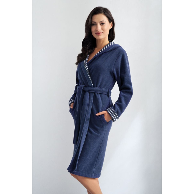 Sieviešu īss peldmētelis Luper 216 L ar kapuci, tumši zils