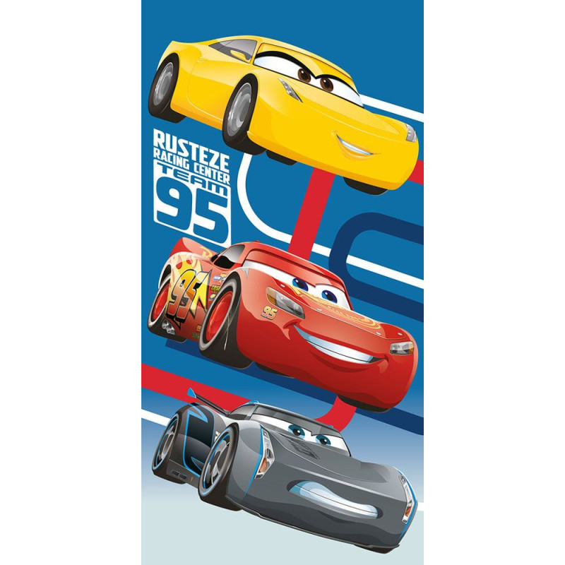 Pludmales dvielis 70x140 Cars Cars 5575 Lightning McQueen zila kokvilna