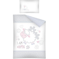 Kokvilnas gultasveļa 100x135 Aitu sirdis balta pelēka violeta 2856 B 6346