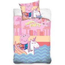 Kokvilnas gultas veļa 140x200 Peppa Pig peldošais vienradzis Party unicorn 0068 spilvendrāna 70x90