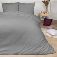 Satīna gultas veļa 180x200, pelēkas svītras, vienkrāsains Cizgili, damasts