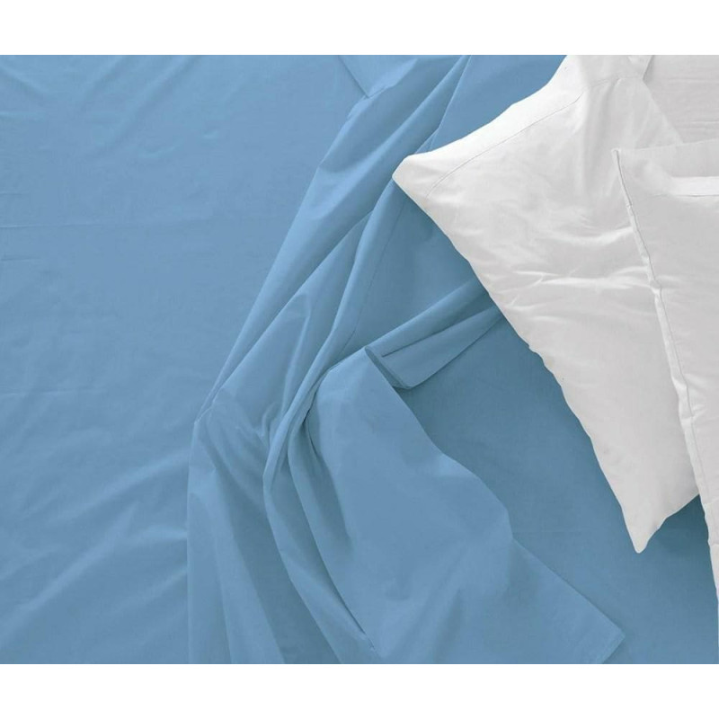 Satīna palags 160x200, gaiši zils, vienkrāsains, bez gumijas lentes