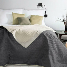 Dekoratīvais gultas pārklājs 170x210 Adri, tērauda, krēmkrāsas, abpusējs