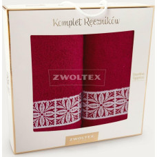 Dvieļu komplekts kastītē 2gb Eliza 8480/k32-5296 bordo balts izšuvums 50x90 70x130
