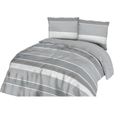 Kokvilnas gultasveļa 180x200 svītru grafīta pelēka balta 71419/1 Cottonlove
