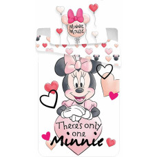 Kokvilnas gultas veļa 140x200 Mini Mouse 2399 Minnie Mouse balta sirsniņu spilvendrāna 70x90