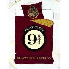 Jauniešu gultas veļa 140x200 Harry Potter Hogwarts Express 9 3/4 bordo, abpusēja