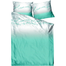 Satīna pakaiši 160x200 Finezja Aqua piparmētra, zariņi, lapas, Frotex