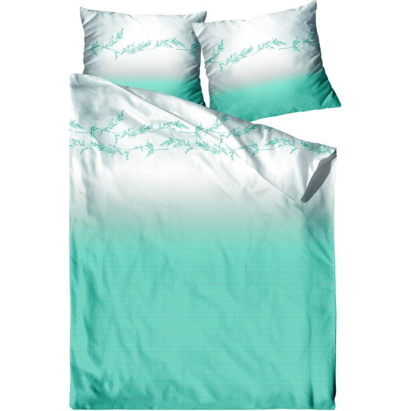 Satīna pakaiši 160x200 Finezja Aqua piparmētra, zariņi, lapas, Frotex