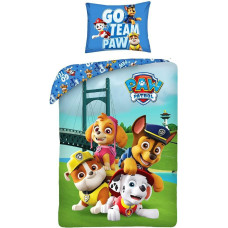 Kokvilnas gultas veļa 140x200 Paw Patrol Paw Chase Rocky Skye Rubble Maršala zilie suņi darbībā Go Team Paw 7388 spilvendrāna 70x90