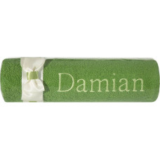 Dvielis ar izšuvumu 50x90 Damian zaļa piparmētru bantīte vārda dienas dāvanai