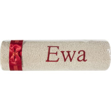 Dvielis ar izšuvumu 50x90 Ewa bēšs bordo bantīte vārda dienas dāvanai