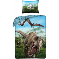 Kokvilnas gultas veļa 140x200 Jurassic World Park Jurassic dinozauri T-Rex mountains 1904 spilvendrāna 70x90