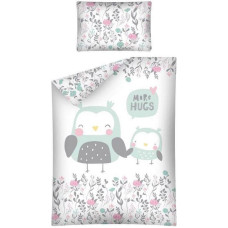 Bambusa pakaiši 90x120 Pūces pūces pūces ziedi pelēki piparmētru rozā gultai 3049 A divpusējs