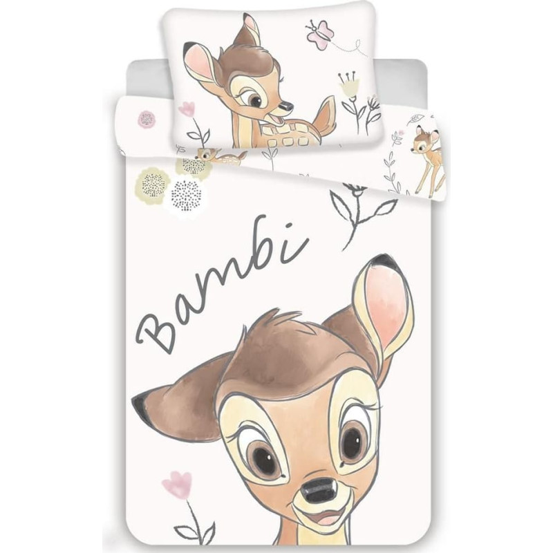 Kokvilnas pakaiši 100x135 Bambi briežu puķes gultai 2467