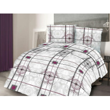 Flaneļa gultasveļa 180x200 Rūtaini balti pelēki violeta 31456/1