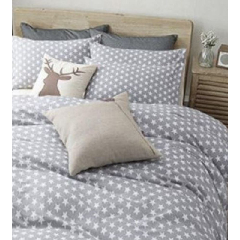 Mizas pakaiši 140x200 939E pelēkas baltas zvaigznes ar rāvējslēdzēju 100% kokvilna