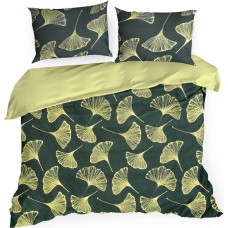 Satīna gultasveļa 160x200 ginkgo lapu ziedi kastītē Ginko Nova Print Gift