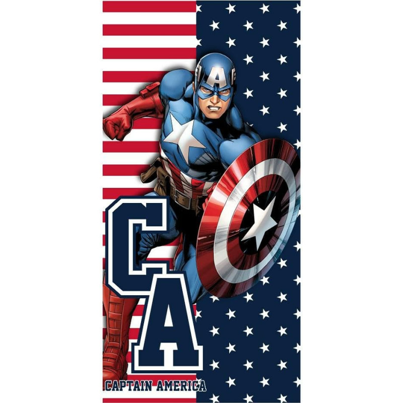 Pludmales dvielis 70x140 Avengers Captain America bērnu tumši zils sarkans 0810