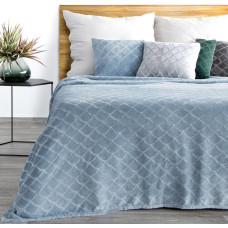 Mikrošķiedras sega 200x220 zila Mery dekorēta ar modernu zivju zvīņainu rakstu Eurofirany