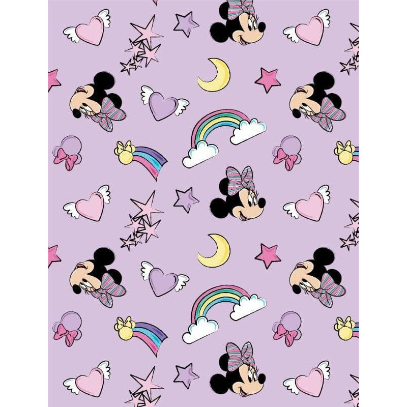 Flīsa sega 130x170 Mini Minnie Mouse purpursarkanas sirdis zvaigznes bērnu pleds 1221