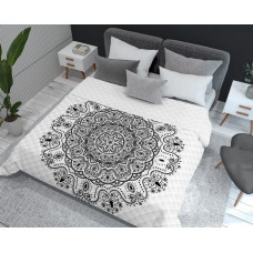 Dekoratīvais gultas pārklājs 220x240 Holland K21 Austrumu rozete balti melni ornamenti abpusēji