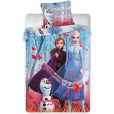 Kokvilnas gultasveļa 140x200 Frozen 2 Frozen 0735 Anna Elsa Olaf meža lapas spilvendrāna 70x90