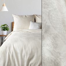 Kokvilnas gultas veļa 160x200 Damask 06 krēmkrāsas damaskas žakarda lapas