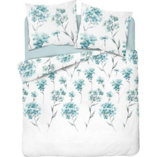 Satīna gultasveļa 140x200 3541 B ziedi piparmētru balts Home Satin