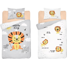 Bambusa gultas veļa 100x135 Lion King pelēka balta 3524 B gultai abpusēja spilvendrāna 40x60 5995